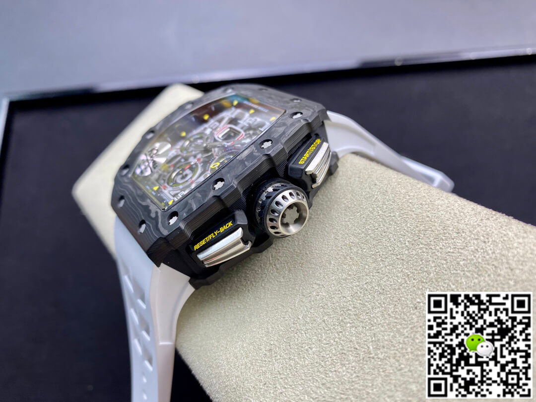 Replica Richard Mille RM011-03 1:1 Best Edition KV Factory Carbon Fiber White Strap