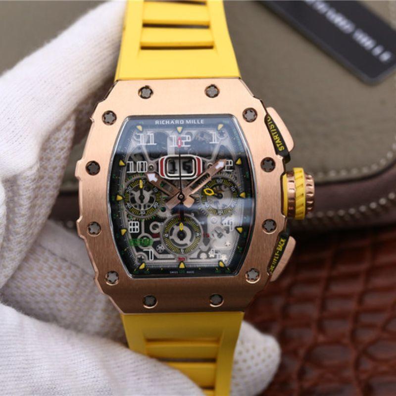 Replica Richard Mille RM11-03 KV Factory 1:1 Best Edition Swiss ETA7750 Yellow Strap