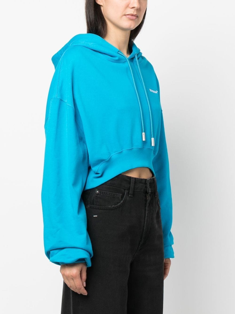Off White Replica cropped logo-print hoodie