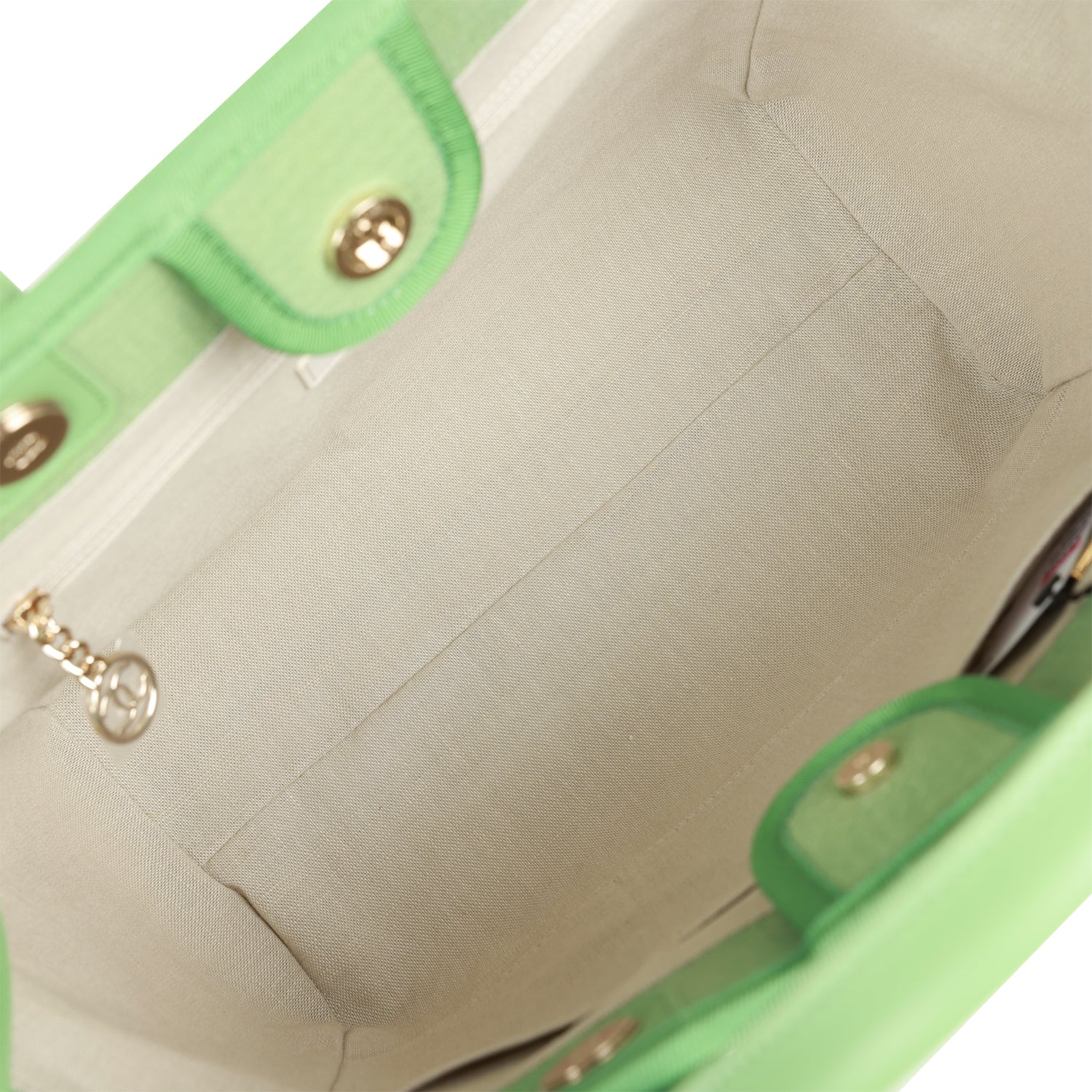 Small Deauville Shopping Bag Green Boucle Light Gold Hardware