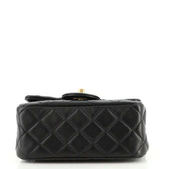 Ch**el Pearl Crush Square Flap Bag Quilted Lambskin Mini