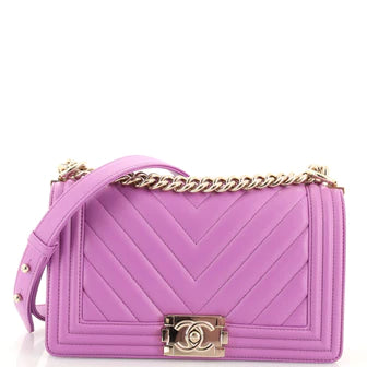 Ch**el Boy Flap Bag Chevron Calfskin Old Medium