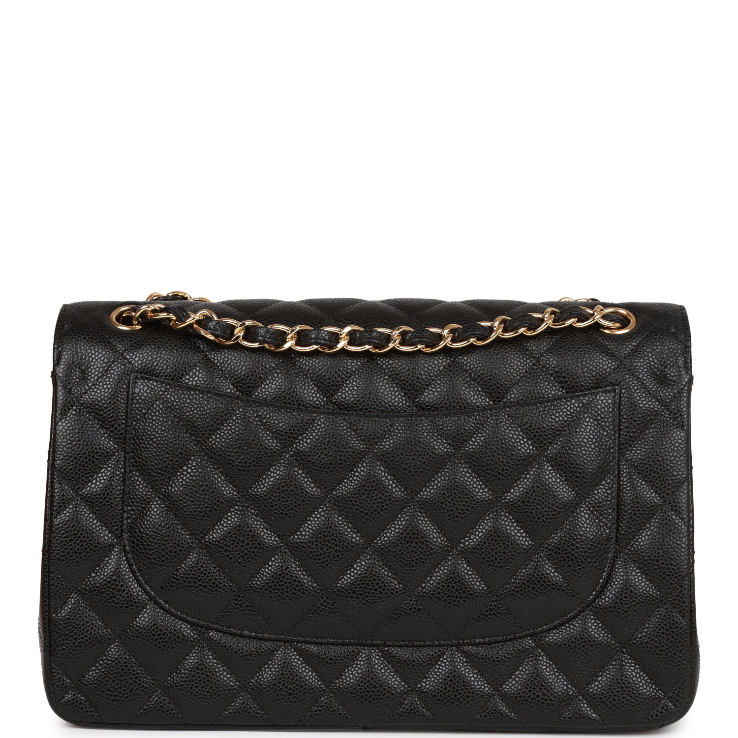 Ch**el Jumbo Classic Double Flap Bag Black Caviar Gold Hardware