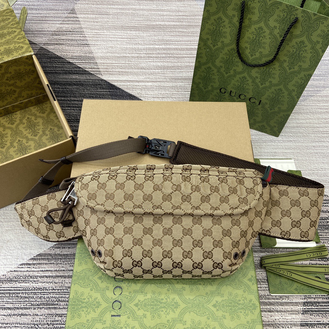 Gvc*1 Canvas Leather Crossbody Belt Bag – Beige Monogram Pattern